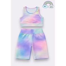 My Kids Wear Kız Çocuk Çok Amaçlı Batik Desenli Mayo & Spor Takımı 12430 Beyaz - Sarı