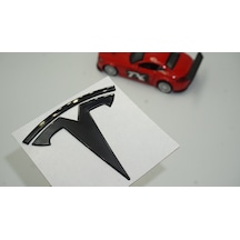 Tesla Model 3 S X Y Logo 3m 3d Parlak Siyah Rozet Amblem