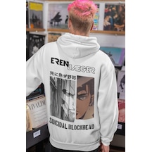 Sevbano Eren Jaeger Attack On Titan Suicidal Blockhead Anime Sırt Baskılı beyaz Sevbano Eren Jaeger Attack On Titan Suicidal Blockhead Anime Sırt Baskılı beyaz