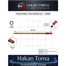 Rico T15 150 Mm Manyetik Torx Bits Uç Uzun Vidalama Tork Ucu 10 Adet