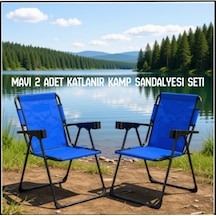 Uyguna-yakala Mavi 2 Adet Katlanır Kamp Sandalyesi Seti-tab.363 Çok Renkli