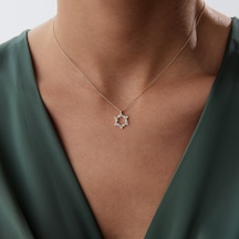 Baget Ve Oval Taşlı Taç Kolye Sarı