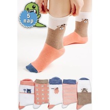 Bellavıa Kız Çocukları İçin Pamuklu Yüksek Baskılı Çorap 5 Çift 164130106 Beyaz