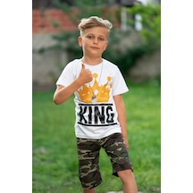 Harika Kids Erkek Çocuk Asker Kamuflaj Kaprili Takım Kolye Dahildir Beyaz