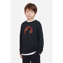 Tshirthane Carmen Sandiego Red Circle Baskılı Unisex Çocuk Siyah Sweatshirt Siyah