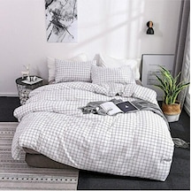 Lionas 140 X 200 Yataklar İçin Çarşafı Lastikli Pamuklu Nevresim Takımı Siyah - Beyaz