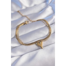 316l Çelik Gold Renk İtalyan Zincirli Kalp Model Bileklik - Tj-bb6099 Diğer