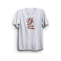 Stoned&Fame Ho Ho Ho Yılbaşı Temalı Baskılı Unisex T-shirt Beyaz