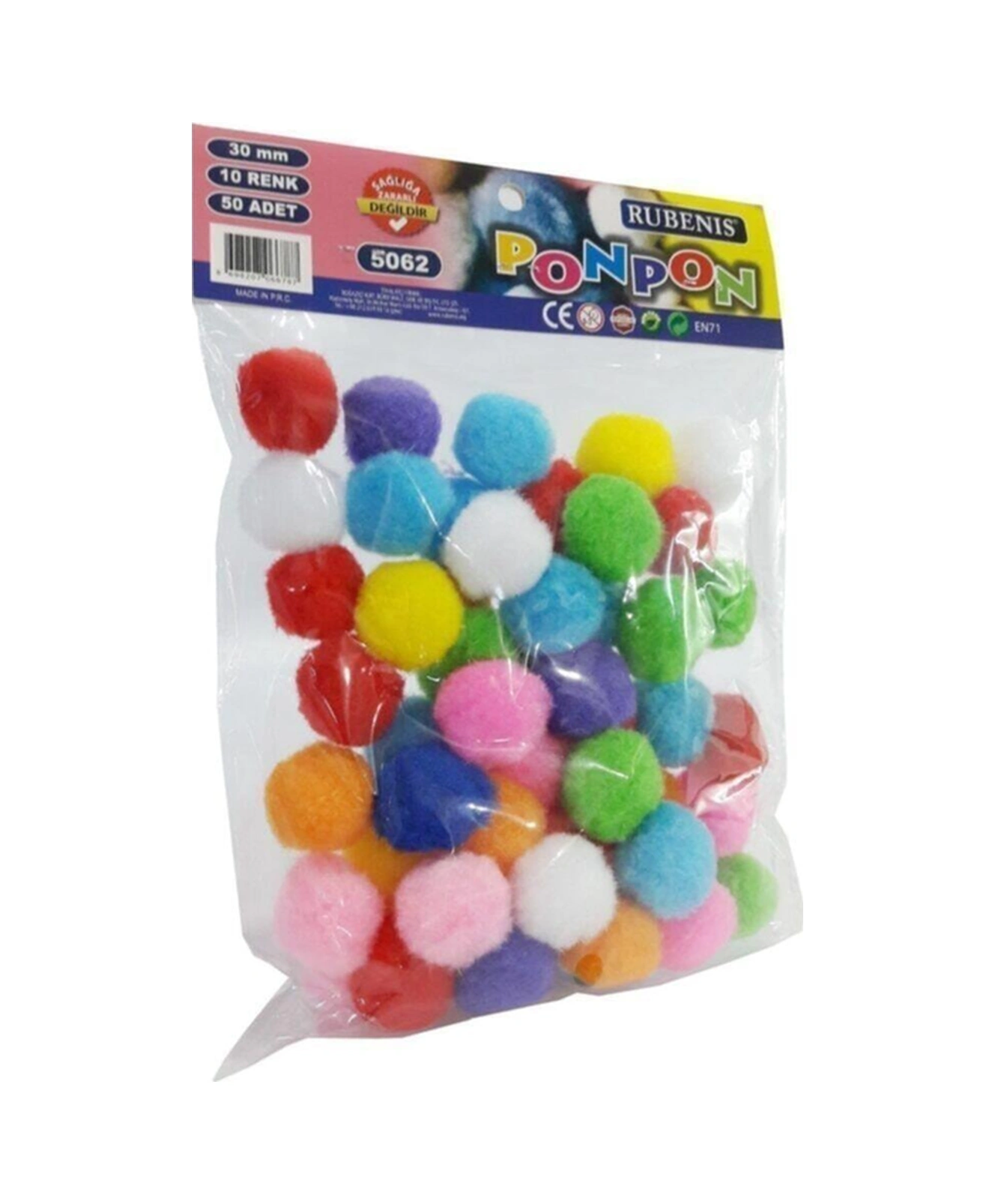 Pon Pon 30 Mm 10 Renk Karışık 50 Li 5062
