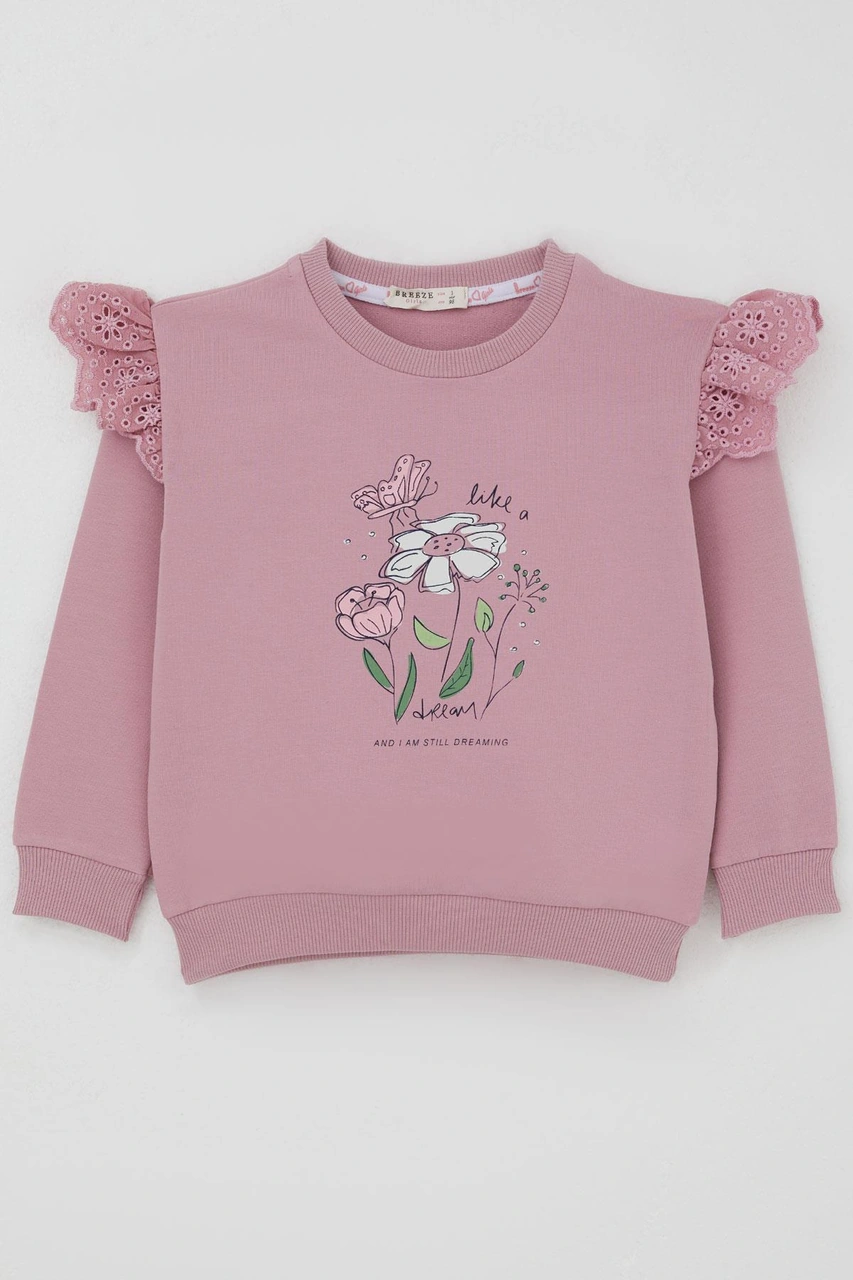 Breeze Kız Çocuk Sweatshirt Omuzları Çiçek Nakış Detaylı Çiçek Baskılı 2-6 Yaş, Gülkurusu Gül Kurusu Breeze Kız Çocuk Sweatshirt Omuzları Çiçek Nakış Detaylı Çiçek Baskılı 2-6 Yaş, Gülkurusu Gül Kurusu