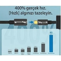 80cm Thunderbolt 4 Uzatma Kablosu 40gbps Veri Transferi, 8k 60hz Video, 100w Pd Hızlı Şarj, Örgülü Naylon, Tip C Dişi - Erkek Uzatıcı Xcu