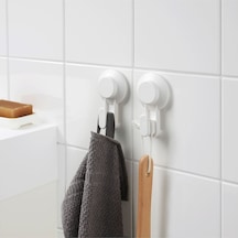 Vantuzlu Kanca Banyo Mutfak Askısı 2li Set Plastik Beyaz Cn Diğer