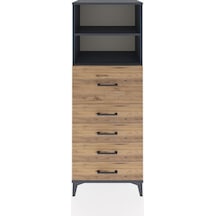 Hyperion Dolap 2 Raflı 5 Çekmeceli 60x44x163 Antrasit-çam Antrasit