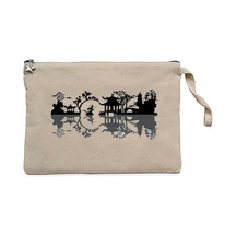 Black Chinese Reflection View Krem Clutch Cüzdan / El Çantası Krem