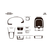 Nissan Sunny Almera Torpido Kaplama 2000-2003 14 Parça Koyu Meşe