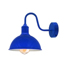Riolight Vintage1,rustik1,retro1 Koyu Mavi Metal Otel,cafe,odaklar İçin Duvar Aplik Şapka Çapı:23cm Mavi