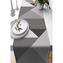 40x140cm Masa Örtüsü Leke Tutmaz Premium Tay Tüyü Dokuma Kumaş Runner Geometrik Rnr392 Acı Kahverengi