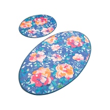 Chilai Home Flowers Djt 2 Lı Set Banyo Halısı, Paspas Çok Renkli