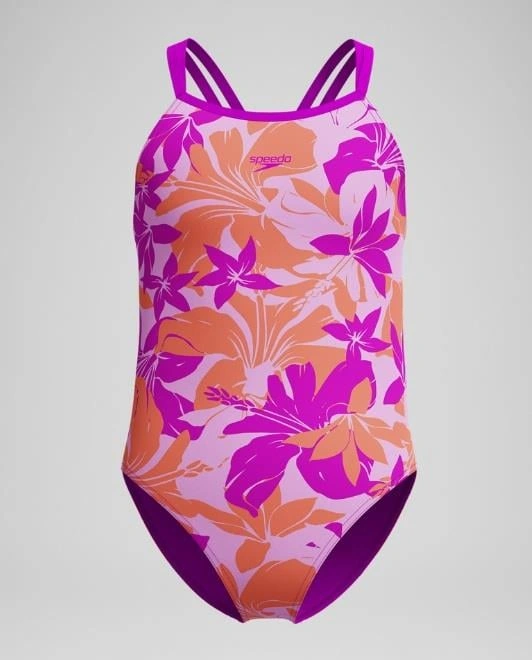 Speedo Printed Twinstrap Kız Çocuk Mayo Pembe