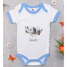 Bitmeyenkartus Bk Kids Kişiye Özel Mavi Bebek Body Zıbın - Model 158 Çok Renkli