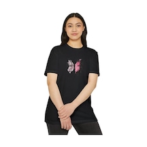 Assema Kadın Bisiklet Yaka Baskılı T-shirt - Siyah Çok Renkli