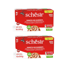Schesir Ton Ve Karidesli Tam Ve Dengeli Jöleli Multipack Kedi Konservesi 6 X 50 G 2 Li Paket