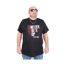 Starbattal Erkek Büyük Beden Sıfır Yaka Tişört Never 25165 Sıyah Siyah