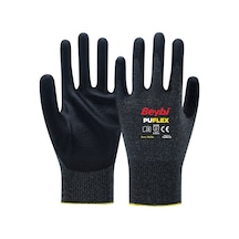Pu Flex Poliüretan Kaplı Polyester Örme Eldiven Gri Siyah
