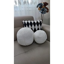 2' Li Top Kırlent / Yastık Büyük Ekru / Küçük Ekru 42cm / 25cm