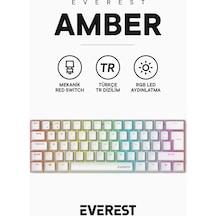 Everest Amber Beyaz Type-c Bağlantılı Rgb Ledli Mekanik Gaming Oy