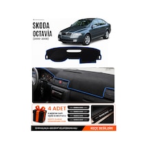 Skoda Octavia 2000-2008 Uyumlu Torpido Koruma, Torpido Örtüsü, Torpido Kılıfı - Siyah-mavi - Sk008