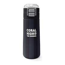 Coral High 500 Ml Erkek Çocuk Siyah Gri Çizgi Desenli Çelik Termos Matara - Okul Suluğu Siyah - Gri