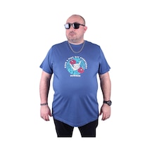 Moc Grande Mocgrande Büyük Beden Erkek Sıfır Yaka Tişört Summer 23119 Indıgo İndigo