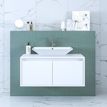 Roomart Ld7 Ayaksız 2 Kapaklı Banos Banyo Lavabolu Mat Beyaz Mdf Mat Beyaz