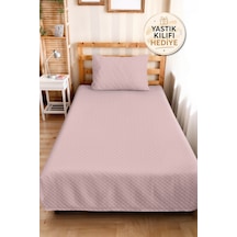 Pudra Minimal Genç Kız Odası Tek Kişilik Pike Takımı - Kapitone Pembe 160x220 Cm Yatak Örtüsü Gri