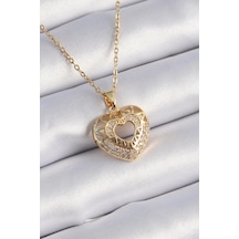 Dodes Dodes 316l Çelik Gold Renk Zirkon Taşlı Kalp Model Vintage Kadın Kolye Tg27bko9325 Çok Renkli