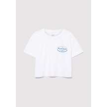 Çocuk Mavi - Baskılı Beyaz Tişört 7610232-620 Beyaz