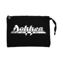 Dokken Logo Siyah Clutch Astarlı Cüzdan / El Çantası Siyah