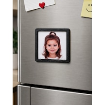 8 Adet Siyah Çerçeveli Fotoğraf Baskılı Mıknatıslı Magnet 6x6 Cm Kişiye Özel