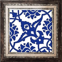 Armada Çini 20X20 Cm Sp 83 Kobalt Beyaz Iznik Rumi Desenli Çini