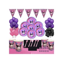 Kuromi Parti Malzemeleri 8 Kişilik Kuromi Doğum Günü Süsleri Seti Ekonomik Pasta Kürdanlı Set 32 Kişilik Tüm Yaşlar