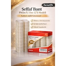 Şeffaf Bant 19mm X 33m 12 Li Paket Güçlü Yapışkanlı, Yüksek Şeffaflık, Ofis & Kırtasiye Bandı Diğer