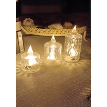 3 Lü Led Mum Pilli Mum Dekoratif Mum