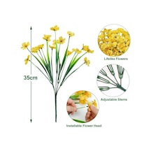 12li Set Yapay Çiçek Sazlı Mine Sarı Renk 5 Dallı 33cm