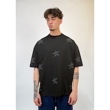 Zaee Star Baskılı Oversize Tişört Çok Renkli