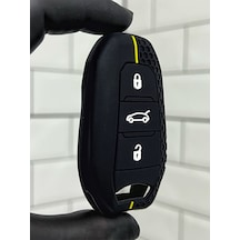 Peugeot 208 308 408 508 2008 3008 5008 Petek Desenli Smart Anahtar Kılıfı Siyah Sarı