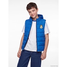 LC Waikiki Lcw Kids Mavi Kapüşonlu Real Madrid Nakışlı Erkek Çocuk Şişme Yelek Dark Blue