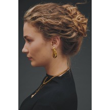 Oval Parlak Küpe Gold