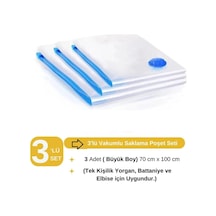 3 Adet Vakumlu Poşet Seti 70 Cm X 100 Cm Büyük Boy Yastık, Battaniye, Elbise Vakumlu Hurç Plasti Diğer