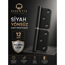 Siyah Yönsüz Kapı Menteşesi 12 Cm Paslanmaz Çelik, Sessiz Ve Dayanıklı İç Oda Kapı Menteşesi